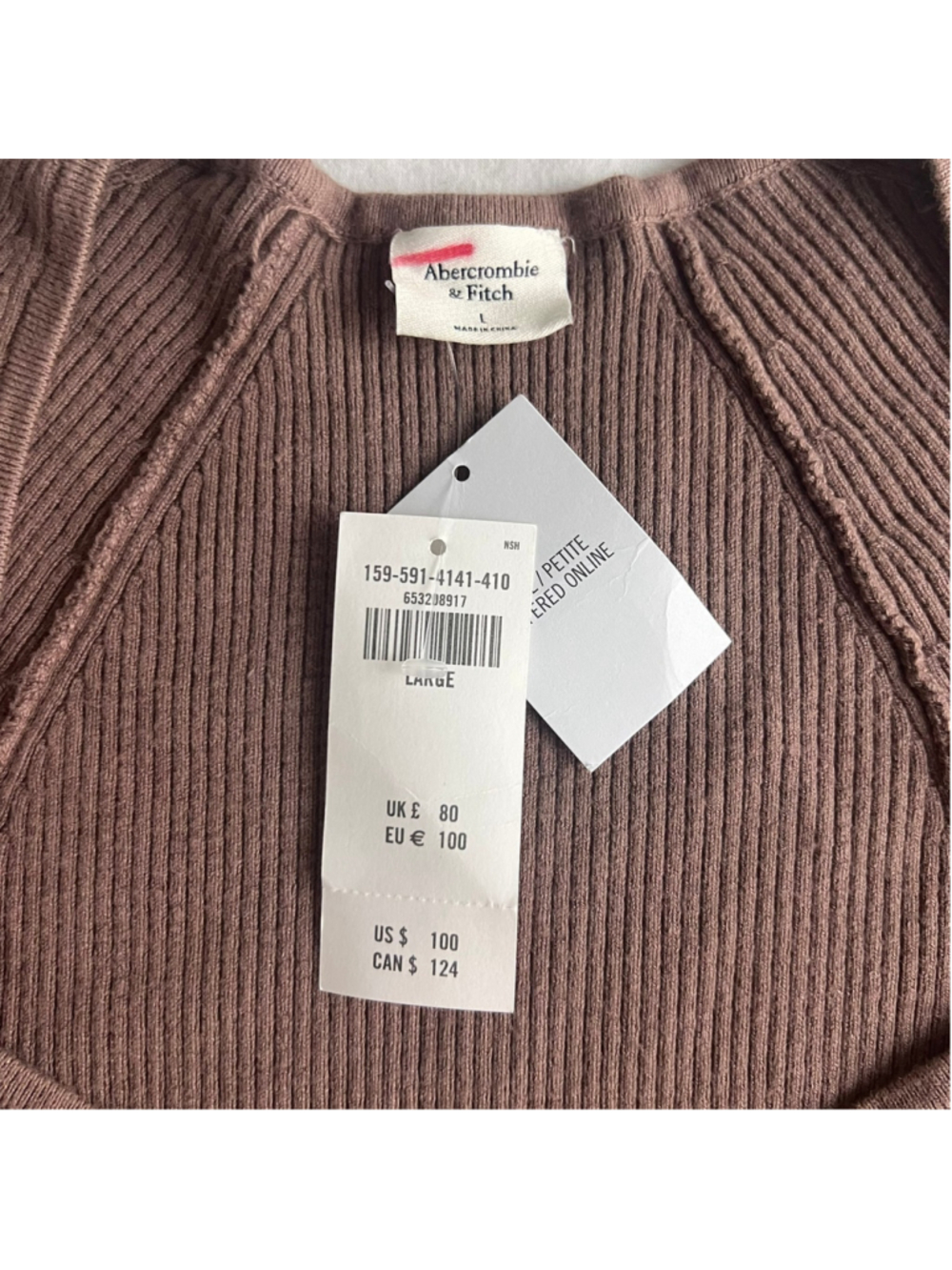 NWT Abercrombie & Fitch Ribbed Cutout Sweater Midi Dress Brown/Taupe L Bodycon - Picture 7 of 10